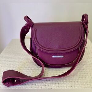 Vintage LAZARO Shoulder Bag Purse Plum/Deep Purple 100% Leather